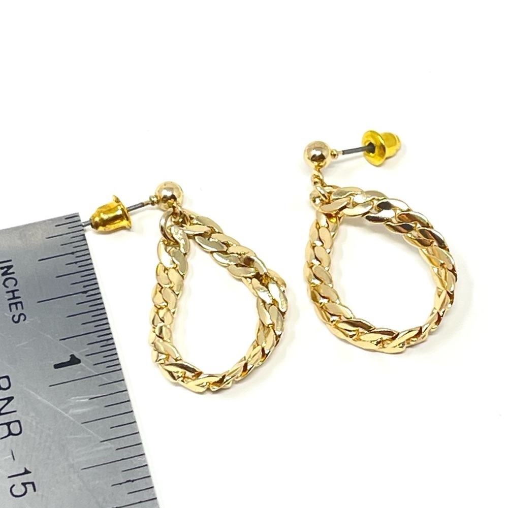 New Anthropologie Drop Chain Earrings Gold - Picture 4 of 4